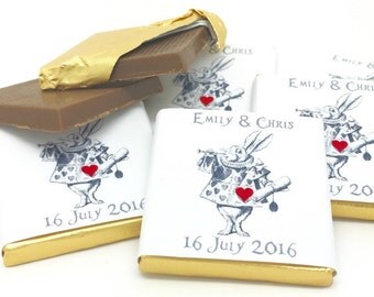 Alice in Wonderland Personalised Wedding Favours, Personalized Chocolate Wedding Favors, Personalized Favors, 50/100/150, Wedding Gift