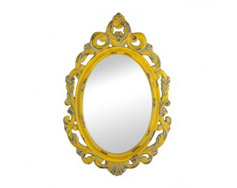 Vintage Style Eclectic Moroccan Yellow Wall Mirror | Free Shipping