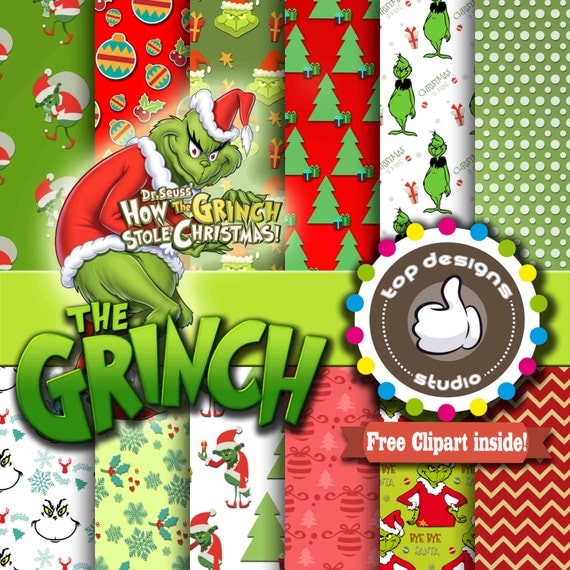 The Grinch Digital Paper The Grinch Digital By Topdesignsstudio