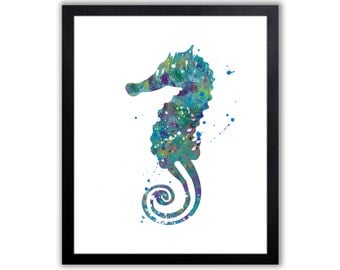 Seahorse, Seahorse Painting, Nautical Decor, Limited Edition Art Print - NA017
