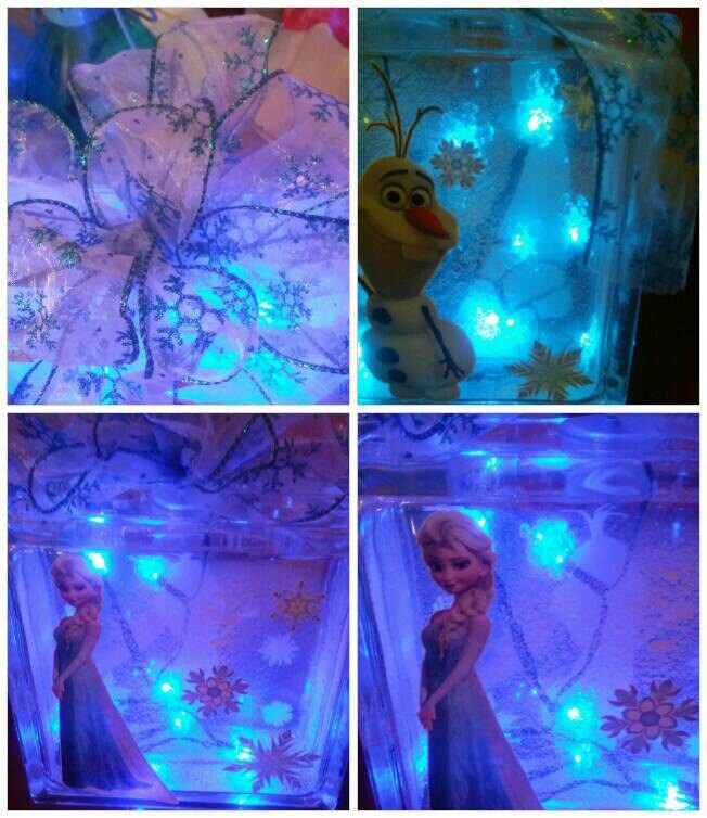 Elsa Olaf Disney's Frozen Night Light Elsa lighted Glass