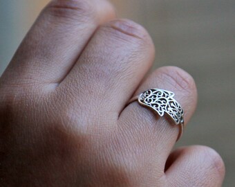 Boho ring, silver ring, small ring, dainty ring, filigree ring, art deco ring