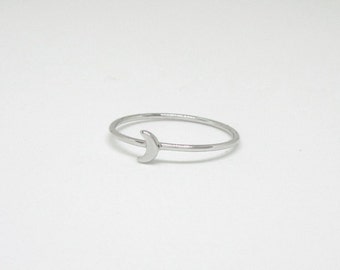 Silver Moon Ring - Dainty Moon Ring - Crescent Moon Ring - Dainty Sterling Silver Ring - Small Moon Ring - Boho Ring - Sterling Moon Ring