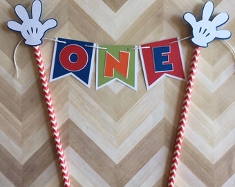 Mickey Mouse Cake Topper Mickey Mouse Clubhouse Party Decoration Baby's First Birthday Mickey Banner Mickey Clubhouse Cake Party Supplies