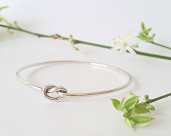 Silver Bangle. Sterling Silver Bracelet - Bangle Silver Knot Bangle. Round bangle.