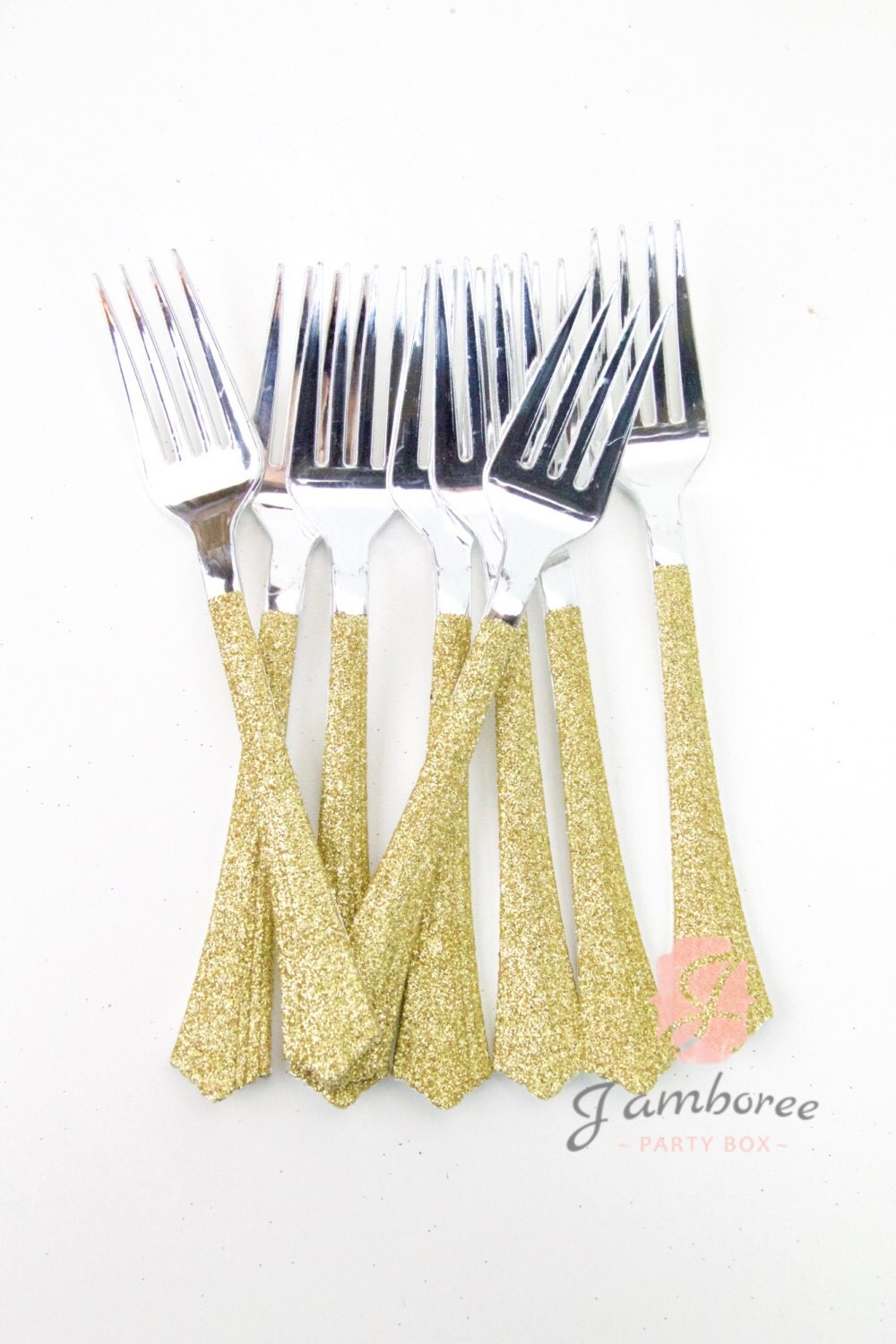 Gold Glitter Plastic Fork Gold Glitter by JamboreePartyBox on Etsy
