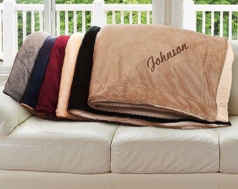 Embroidered Sherpa Blanket, Embroidered Name Blanket, Family Name Sherpa Throw