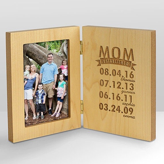 Mom Established Wood Frame Mom Est. Engraved Frame