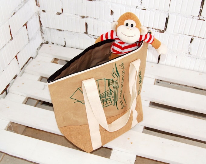 Burlap tote bag, Personalized tote bag, School bag, Book bag, Market bag, Reusable shopper tote, Handbag, Tote, Shoulder bag, Everyday Bag