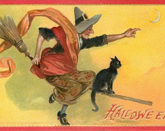 Flying Witch, Flying Broomstick, Witch Flying, Broomstick Flying, Halloween Witch, Flying Witch Broomstick, Halloween Flying Witch, Tuck Art