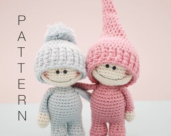 Amigurumi crochet doll - The Little Doodahs Wilbur and Bertie dolls PATTERN ONLY (English)