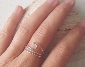 Wave Ring - TERRAMAR - Dainty Handmade Sterling Silver Wave Ring