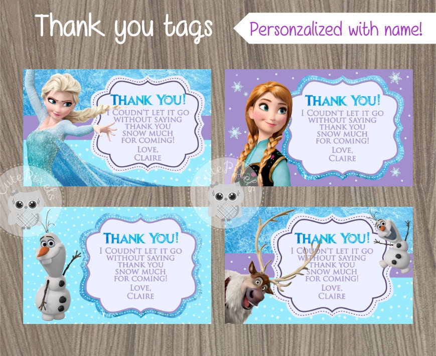 Frozen Thank You Tags Frozen Tags Frozen Favor tags Frozen