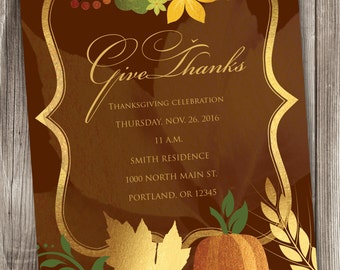 Thanksgiving Invitation, Autumn Invitation, Harvest Invitation, Thanksgiving Card #004