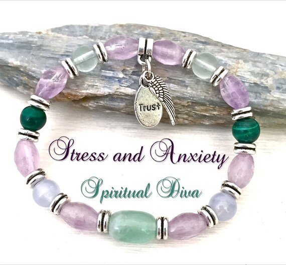 STRESS AND ANXIETY Energy,Aura,Healing Crystal,Reiki Stretch Bracelet ...