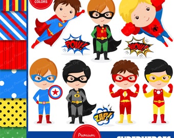 Superhero clipart, superheroes boy, superhero boy clipart, superman clipart, superhero costume, superheroes - CL127