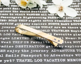 Personalized Tie Clips, Custom Gold Tie Bars, Gold Tie Clips, Groomsmen Gift, Gift for Man, Wedding gift, Anniversary Gift, Nugold tie clips