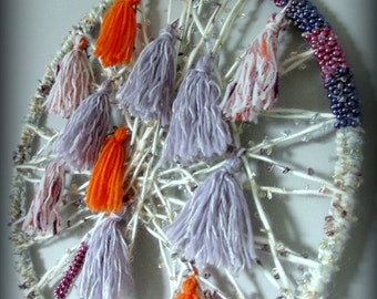 Tassel wall decor, Tassel wall hanging, Room decor, Orange purple tassels wall decor, Boho wall decor