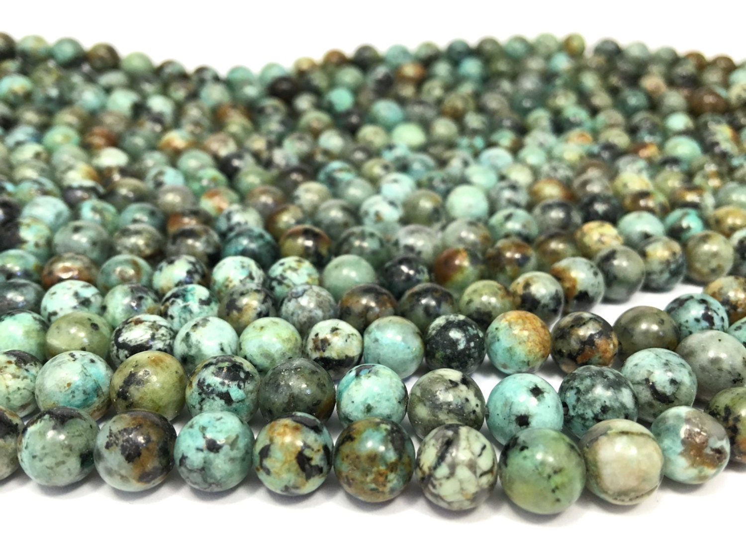 8mm Natural African Turquoise Gemstones Full Strand 48 Round