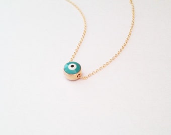Turquoise Evil Eye Necklace, Evil Eye Jewelry, White Evil Eye, Protection, Gift for Her, Turkish Nazar Necklace, Layered Necklace / N105x