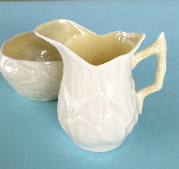 Vintage Belleek China Sugar and Creamer Set Gift from