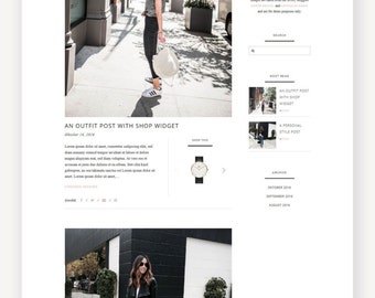 WordPress Theme for Fashion Bloggers / "Front Row" Responsive WordPress Website / Self Hosted WordPress Blog / Clean Feminine Style Blog