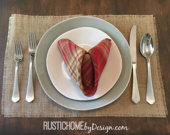 Set of Natural Burlap Placemats | Set of 4, 6, 8, 10, 12 | 18 in x 12 in | Rustic Table Decor | Farmhouse Decor | Rustic Wedding Decor