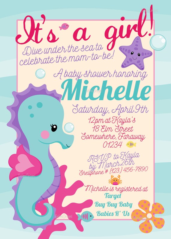 It's a girl Under the Sea Seahorse Baby Shower by ...