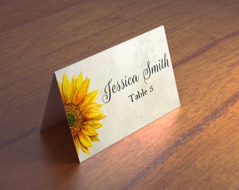 Sunflower place card | Etsy