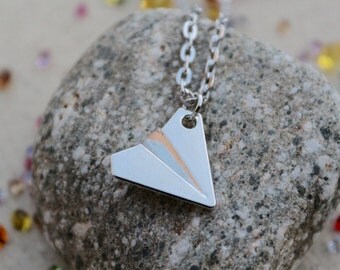 Silver Paper Airplane Necklace ~ Taylor Swift Jewelry, One Direction, Harry Styles, Aviation, Geometric, Modern and Minimalist