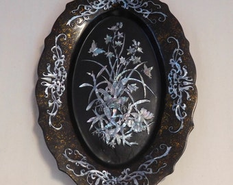Korean lacquer tray with mother of pearl inlay