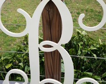 Initial Door Hanger Wooden Script Initial for Wreath