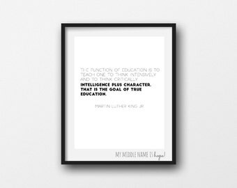 Martin Luther King quote, education quote, classroom poster, printable quotes, printable word art, black and white print