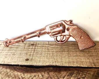 Rustic Copper Gun Hook - Gifts For Dad - Key Holder - Rustic Wall Hooks - Wall Key Hooks - Cast Iron Hooks - Hunting Wall Decor