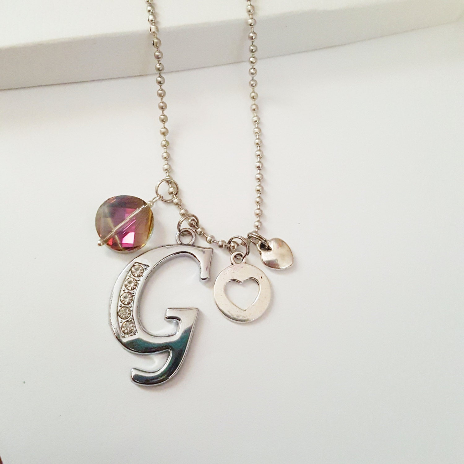 Long 28 Initial G Necklace G Necklace Initial G