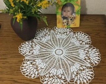 Large lace doily White elegant crochet doilies Table