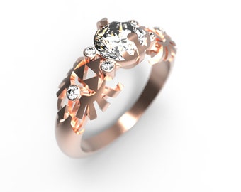 zelda engagement ring triforce inspired rose gold engagement ring nintendo video game wedding ring geek engagement - Zelda Wedding Ring zelda engagement ring triforce inspired rose gold engagement ring nintendo video game wedding ring geek engagement - Zelda Wedding Ring