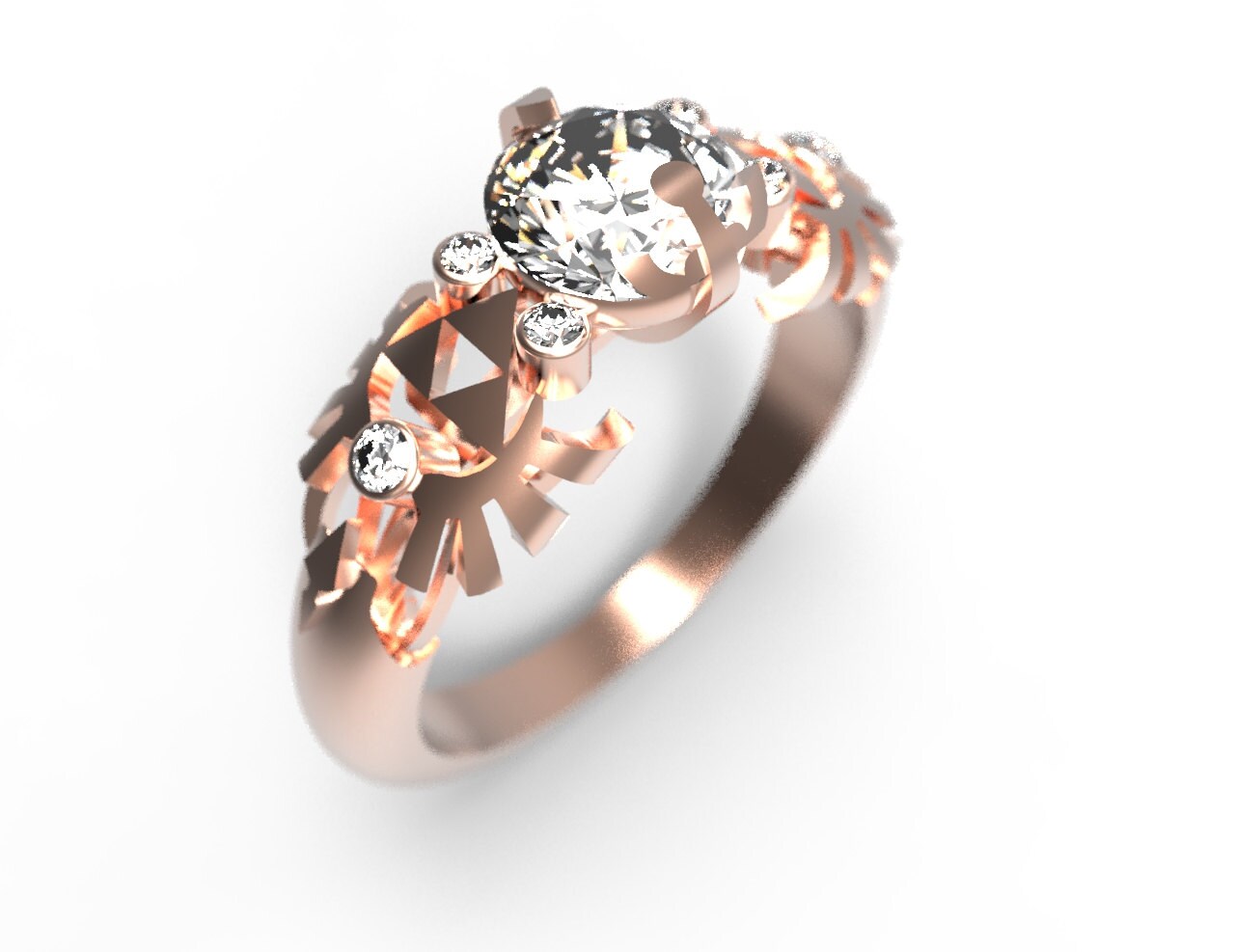 Zelda Engagement Ring Triforce Inspired Rose Gold Engagement