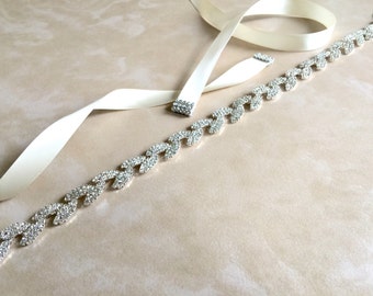 Rhinestone Bridal Sash | Rhinestone Sash Belt | Crystal Wedding Sash Belt