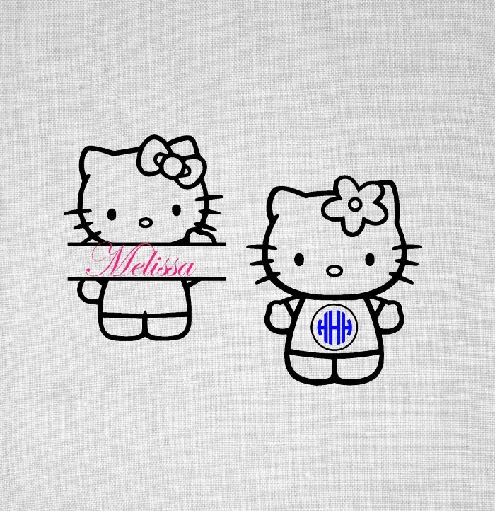 hello kitty inspired monogram SVG DXF and eps by OhThisDigitalFun