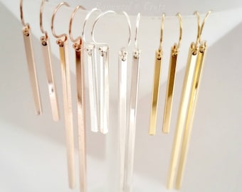 Gold bar Earrings | Silver bar Rose Gold bar earrings | Long earrings | Minimalist | Stick Bar Earrings | dangle earrings
