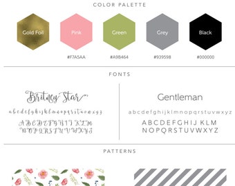Premade Branding Kit - "Charlotte", Logo Design, Watercolor Logo, Floral Logo, Photography Logo, Gold Logo, Feminine Logo - #0003