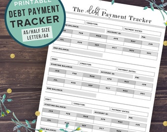 Debt Tracker Printable, Debt Snowball, Finance Planner Inserts, Debt Payoff, debt free, debt repayment planner, half size, A5, A4, Letter