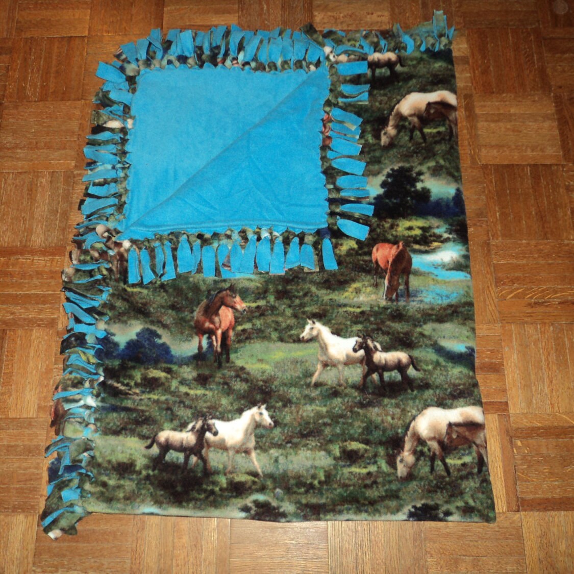Wild Horses Throw Fleece Horse Print Blanket by ComfyFinalTouches