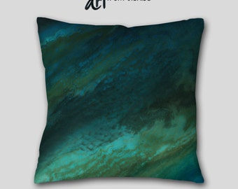 Designer throw pillow Abstract Teal by ArtFromDeniseDecor on Etsy