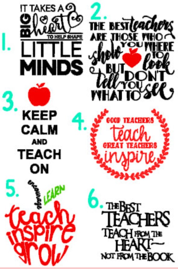 Download Items similar to Teacher Quote Decals- teacher gifts, teacher presents, teacher tumbler decal ...