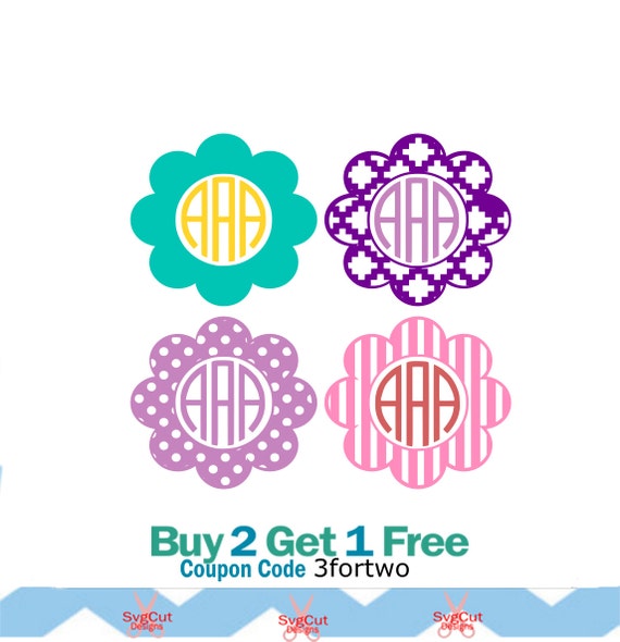 Download Flower Circle Monogram Frames Flower Cut Files by ...