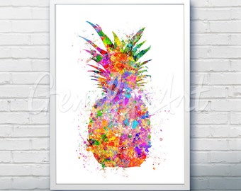 Pineapple Watercolor Art Print - Fruit Watercolor Art Painting - Pineapple Poster - Kitchen Decor - Home Decor - House Warming Gift