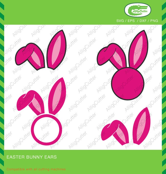 Download Easter Bunny Ears Monogram Frames SVG DXF PNG eps Rabbit
