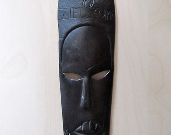 African Folk Art Mask Welcome Wellcomb Export